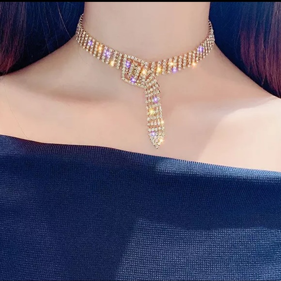 COPY - Gold Silver Rhinestone Choker - Picture 3 of 6